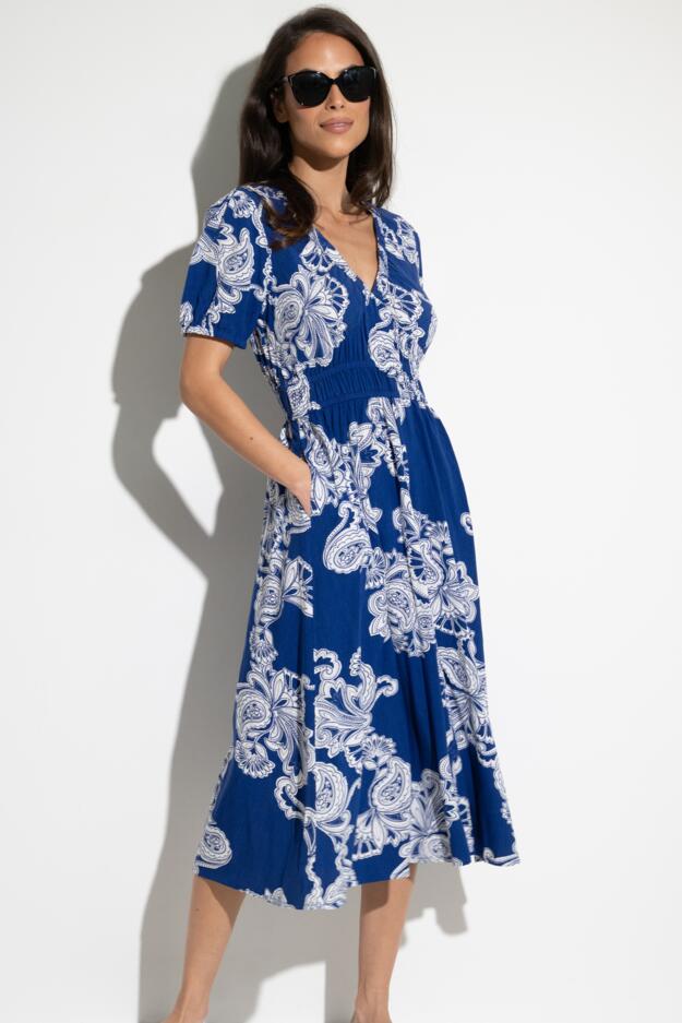 Danielle Elasticated Chanel Tiered Midi Dress