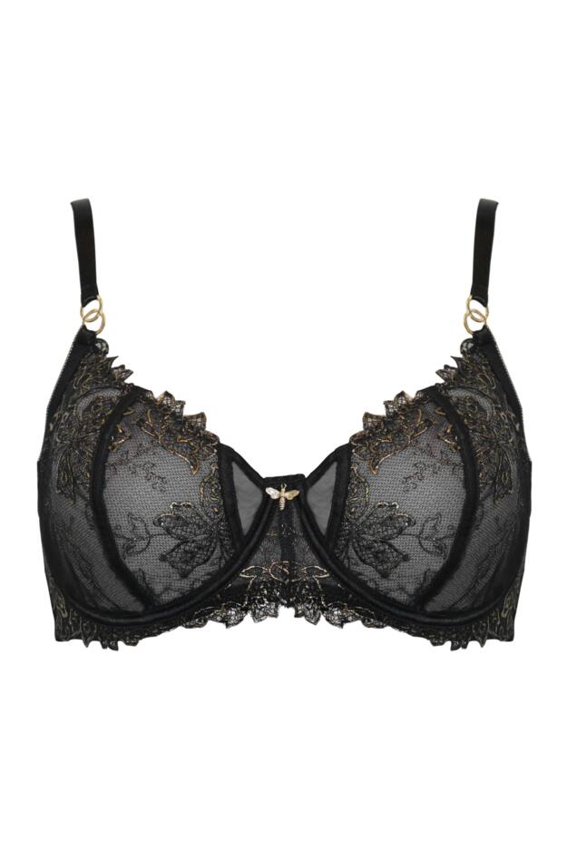 Queen Bee Gold Embroidery Non Padded Bra 