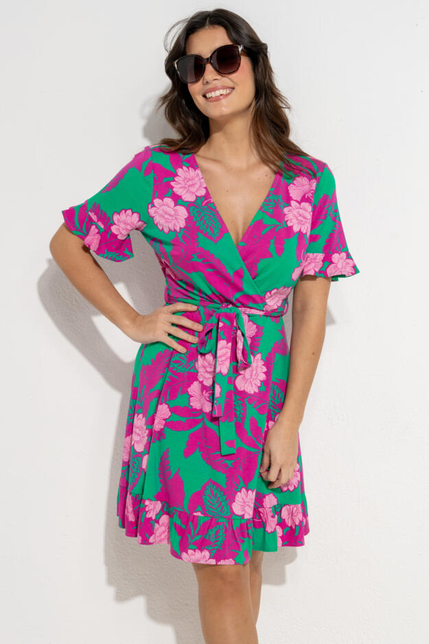 Birdie Stretch Viscose Jersey Wrap Front Dress