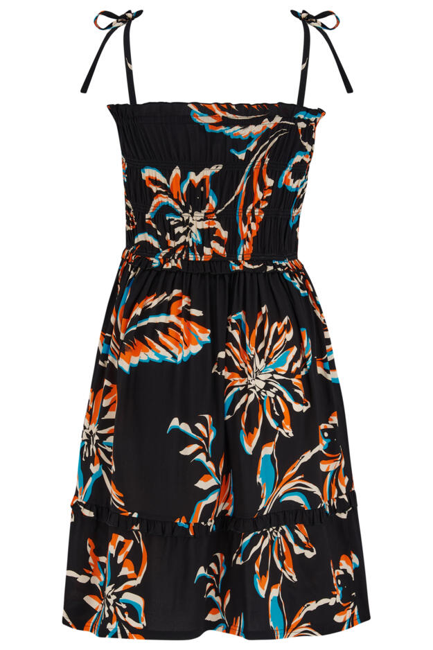 Mia Strapless Shirred Bodice Frill Beach Dress