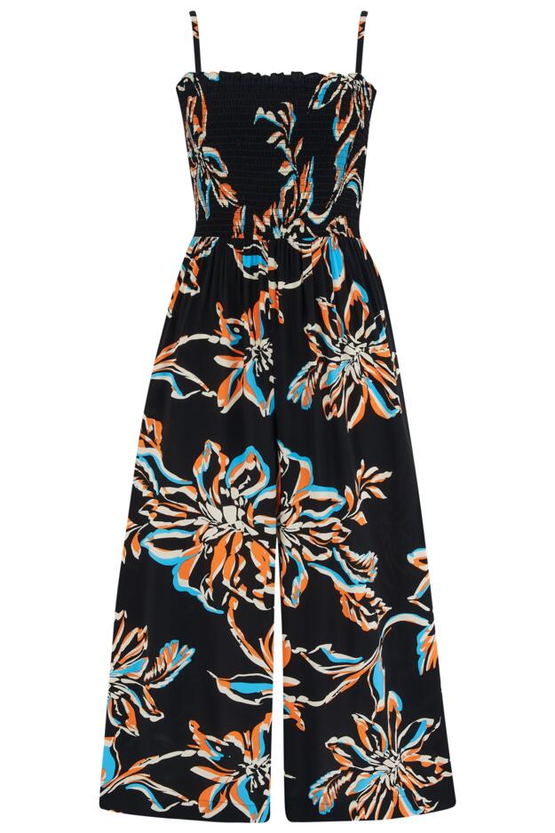 Anna Strapless Shirred Bodice Crop Leg Beach Jumpsuit