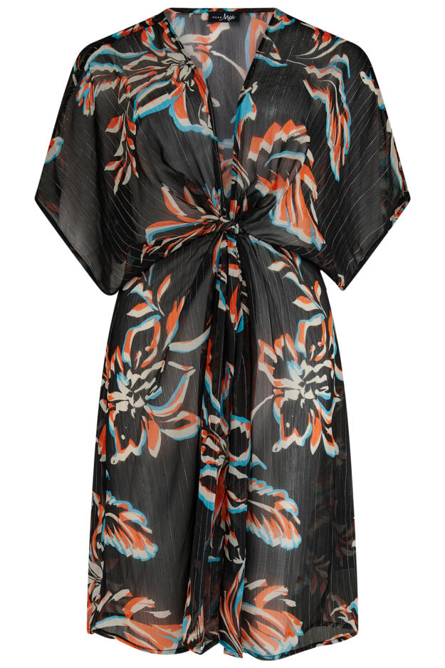 Knotted Front Lurex Stripe Chiffon Kaftan