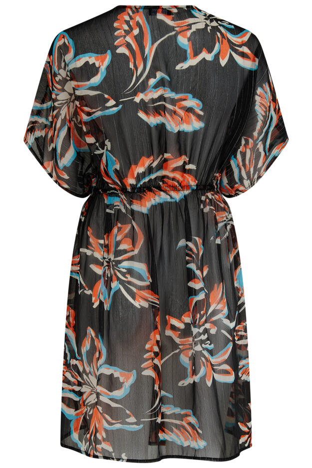 Knotted Front Lurex Stripe Chiffon Kaftan