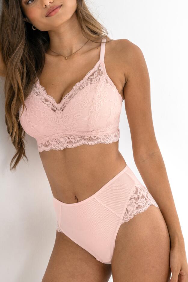 Love To Lounge Lace and Modal Rib Non-Wired Bra B-G
