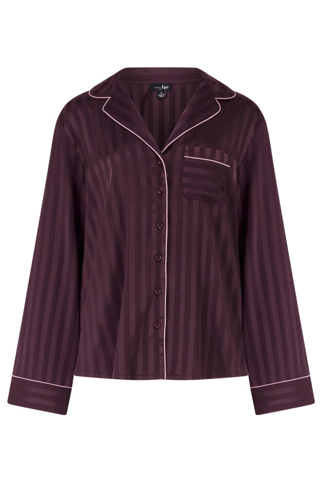 Satin Shadow Stripe Revere Collar Pyjama Set