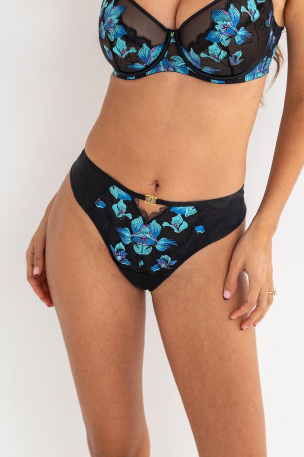 Rhea Luxe Embroidered Mesh Back Thong