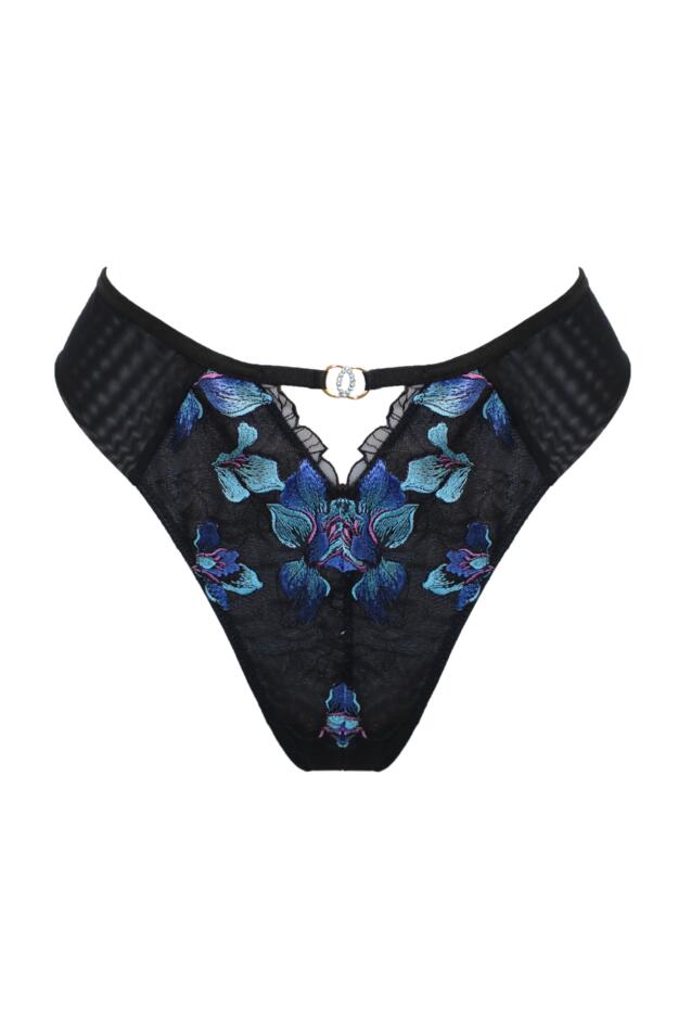 Rhea Luxe Embroidered Mesh Back Thong
