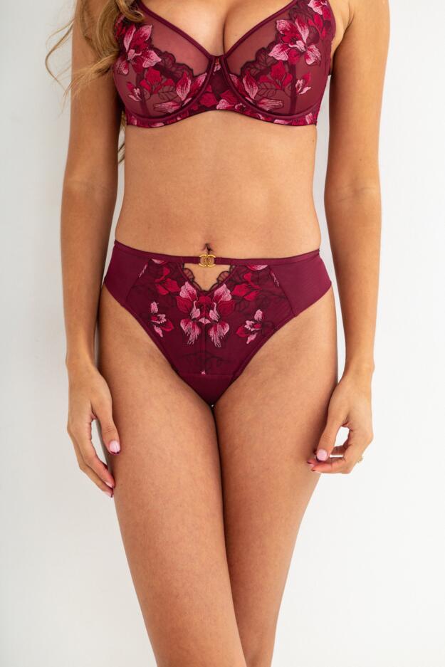 Rhea Luxe Embroidered Mesh Back Thong