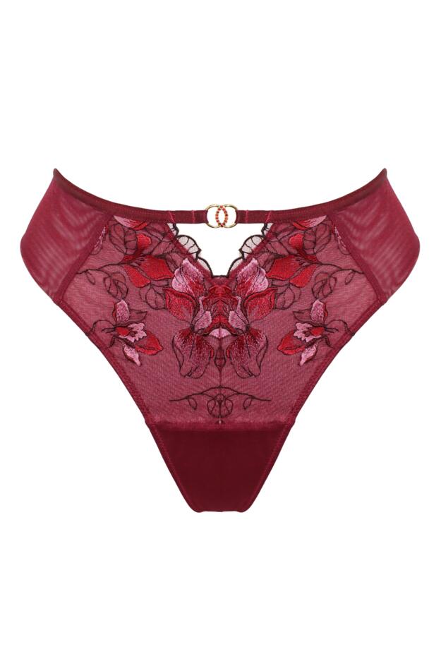 Rhea Luxe Embroidered Mesh Back Thong