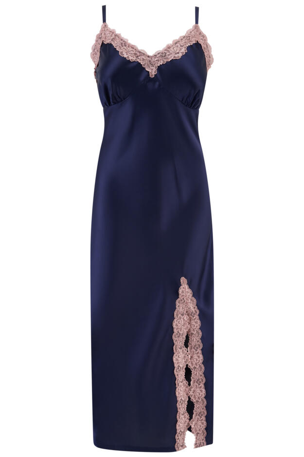 Dusk Satin and Lace Midi Chemise